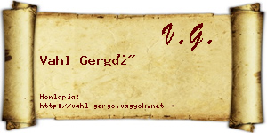 Vahl Gergő névjegykártya